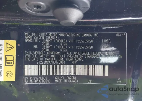 2017 Lexus Rx 350 из США, поврежденный, VIN 2T2ZZMCA7HC070861